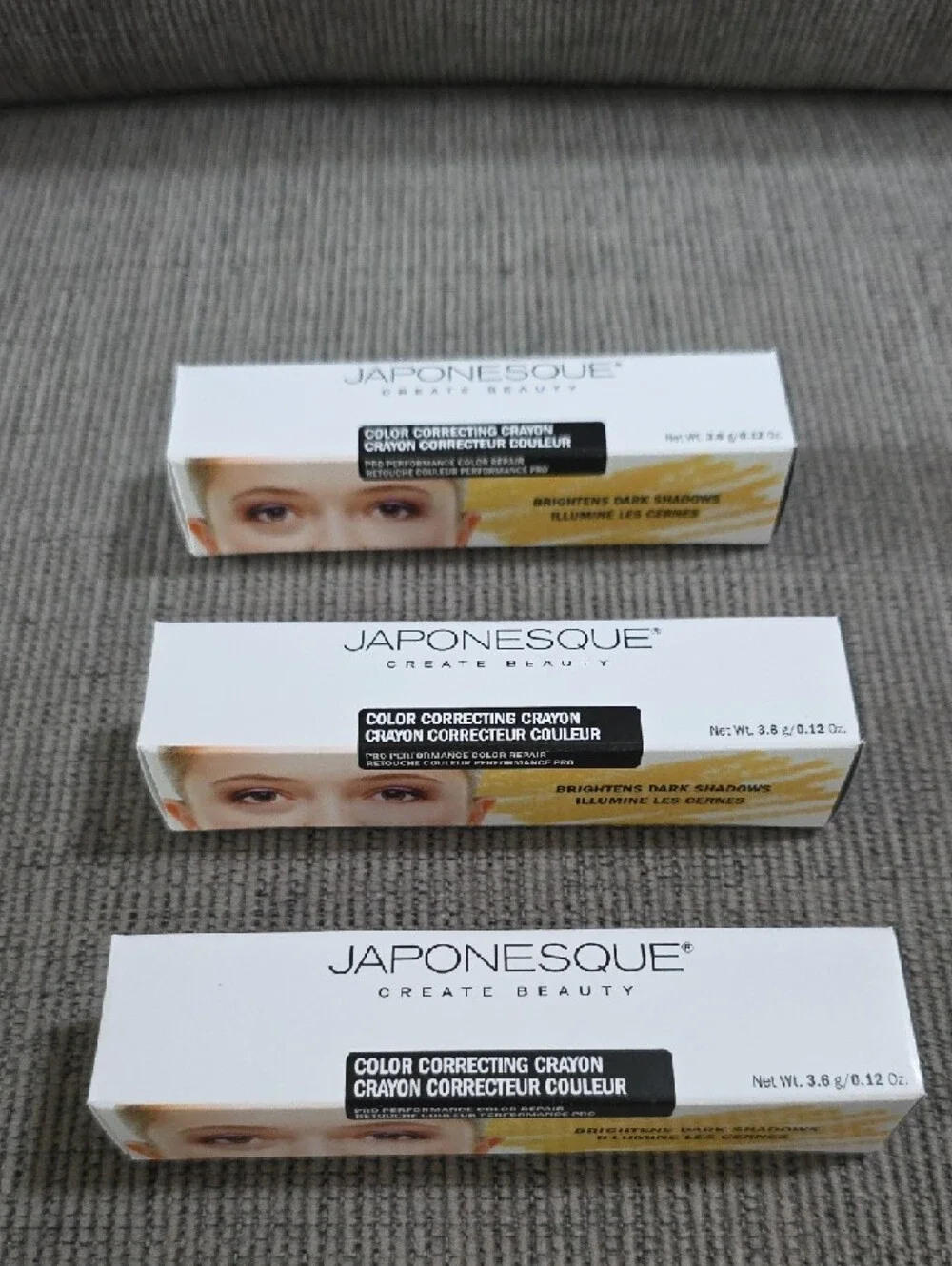 Japonesque Color Correcting Crayon, Shade 01- Yellow, Box Of 3, For Dark Circles